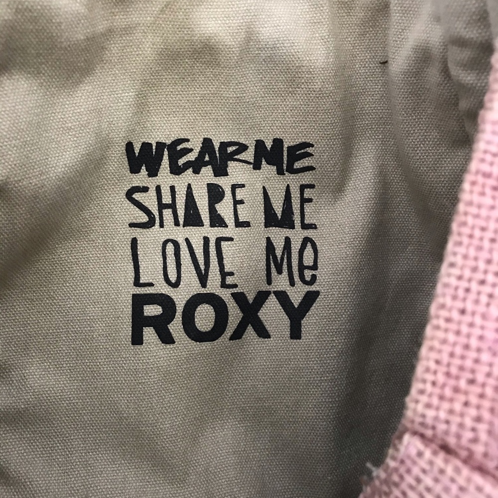 Roxy tote beach burlap style rope handle pink